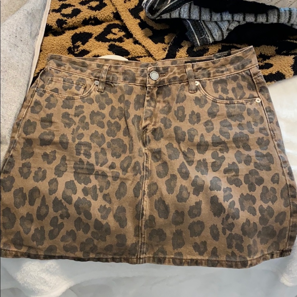 cheetah blank nyc jean skirt